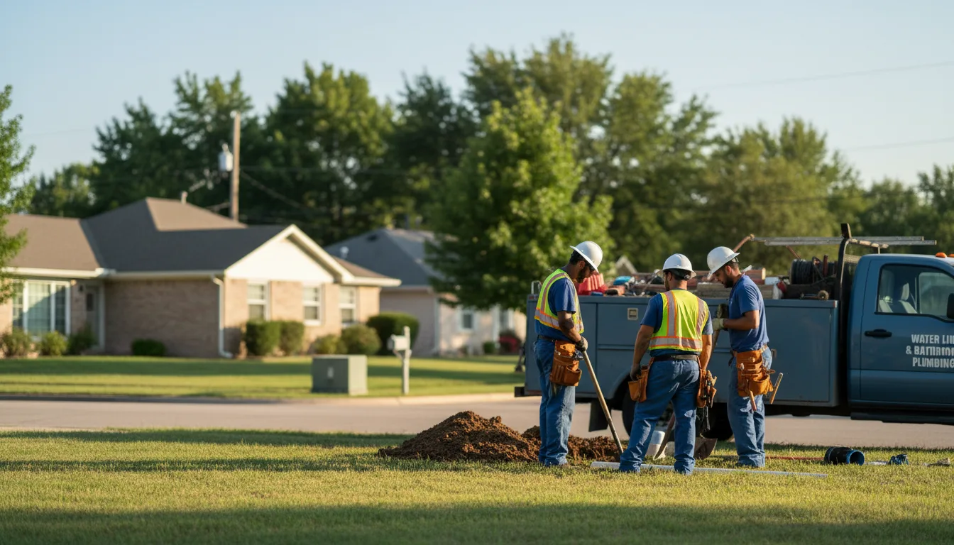Residential water line and bathroom plumbing service in Keene, TX